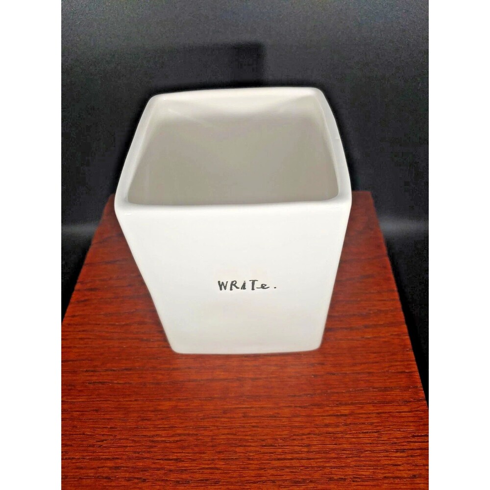 RAE DUNN new DESK "WRITE" PEN/PENCIL HOLDER ceramic Medium Size